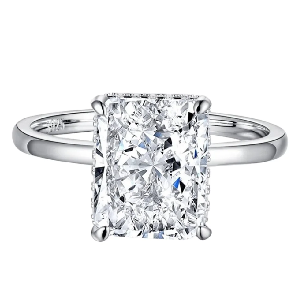 Sterling silver crushed ice cut diamond ring - Picture 7 of 7